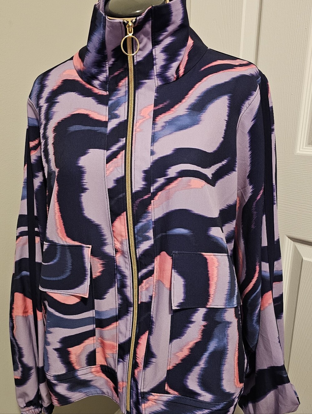 Tek Gear Womens Abstract Print Lightweight Jacket - Pink & Purple Sz XL
